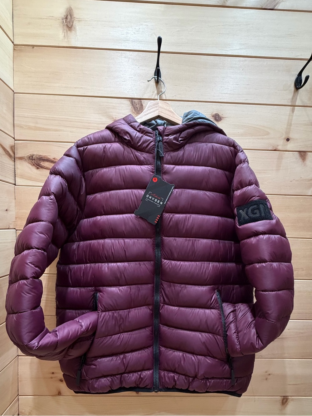 OXYGEN Lightweight Quilted Puffer Jacket in Burgendy